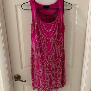 Aqua Dresses Pink Rhinestone Bodycon Cocktail Dress Size 2 Made USA Y2K Glam